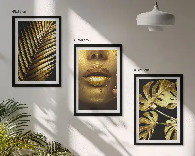 Zidna galerija motiv ženskih usta s lišćem monstere i palme