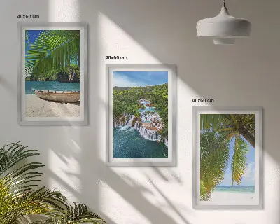 Zidna galerija plaža, brod, slapovi i palme