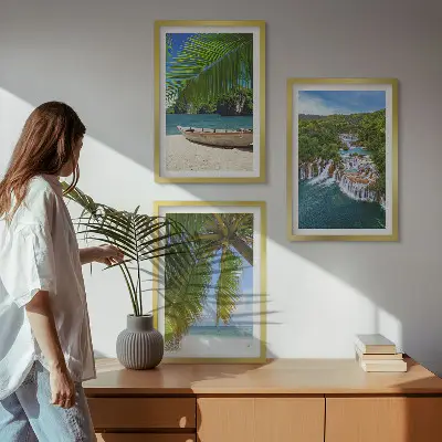 Zidna galerija plaža, brod, slapovi i palme