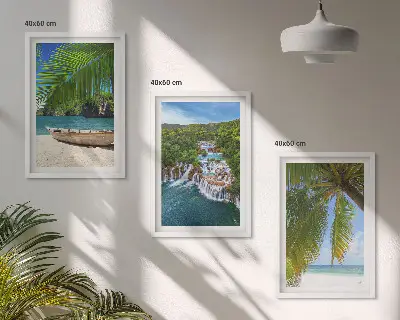 Zidna galerija plaža, brod, slapovi i palme