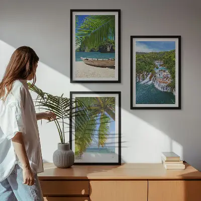 Zidna galerija plaža, brod, slapovi i palme