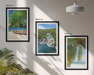 Zidna galerija plaža, brod, slapovi i palme