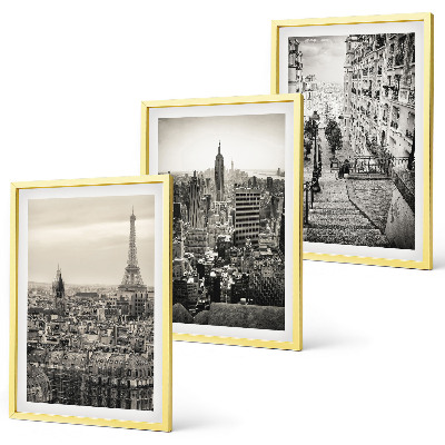 Set 3 slike u okviru Pogled na Pariz, New York, stepenice