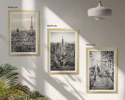 Set 3 slike u okviru Pogled na Pariz, New York, stepenice