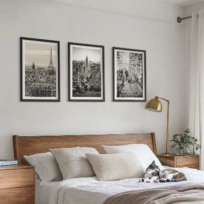 Set 3 slike u okviru Pogled na Pariz, New York, stepenice