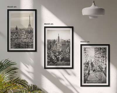 Set 3 slike u okviru Pogled na Pariz, New York, stepenice