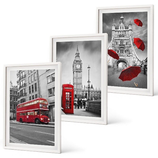 Set 3 slike u okviru Crveni akcenti London