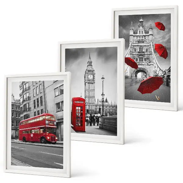 Set od 3 slike u okviru motiva crveni akcenti London