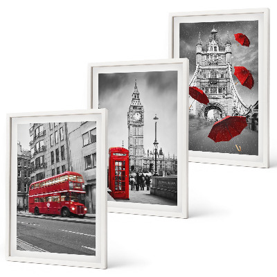 Set 3 slike u okviru Crveni akcenti London