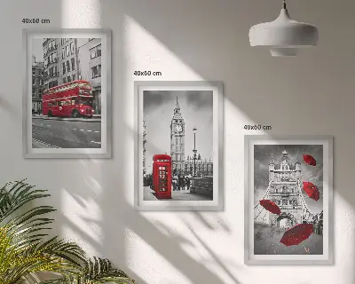 Set od 3 slike u okviru motiva crveni akcenti London