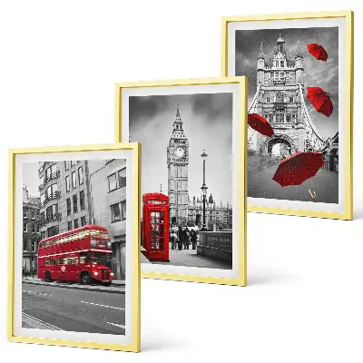 Set od 3 slike u okviru motiva crveni akcenti London