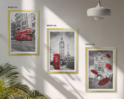 Set 3 slike u okviru Crveni akcenti London