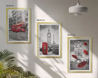 Set od 3 slike u okviru motiva crveni akcenti London