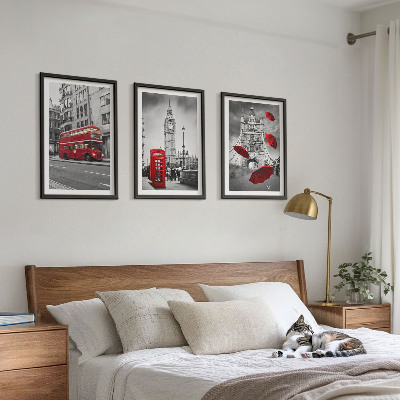 Set 3 slike u okviru Crveni akcenti London