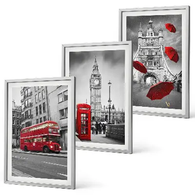 Set od 3 slike u okviru motiva crveni akcenti London