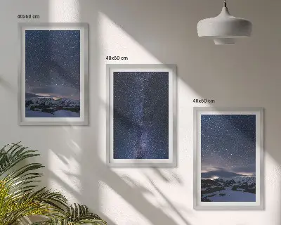 Triptih u okviru noćno nebo, planine i zvijezde