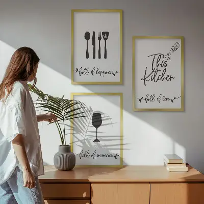 Set 3 slike Uzorci kuhinjskog pribora u okviru