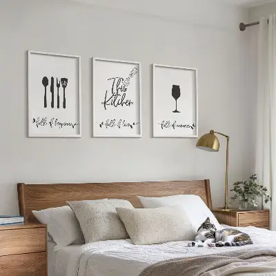Set 3 slike Uzorci kuhinjskog pribora u okviru