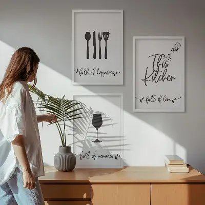 Set 3 slike Uzorci kuhinjskog pribora u okviru
