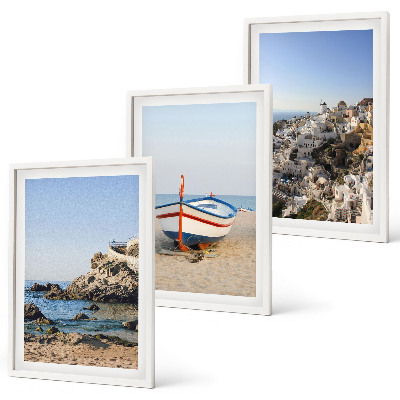 Set 3 slike u okviru Pogled na Grčku s broda i kuća