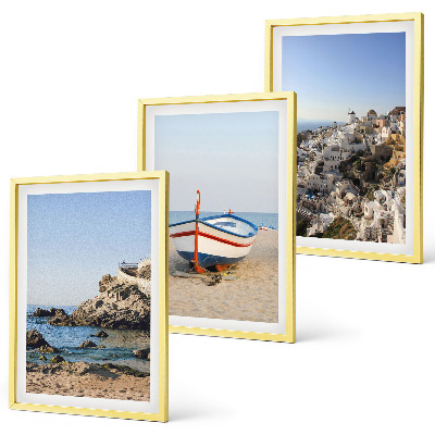 Set 3 slike u okviru Pogled na Grčku s broda i kuća