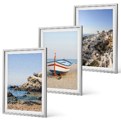 Set 3 slike u okviru Pogled na Grčku s broda i kuća