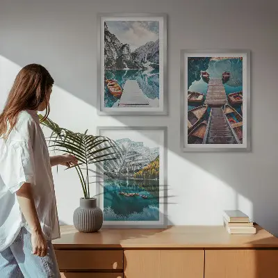 Zidna galerija jezero, mostovi i planine