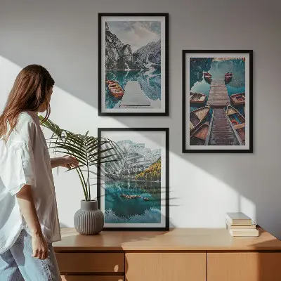 Zidna galerija jezero, mostovi i planine