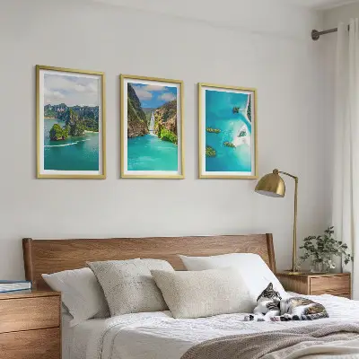 Tirkizna voda tropskih otoka set od 3 slike u okviru