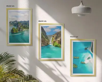 Tirkizna voda tropskih otoka set od 3 slike u okviru
