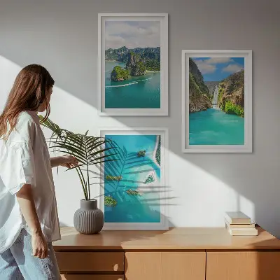 Tirkizna voda tropskih otoka set od 3 slike u okviru