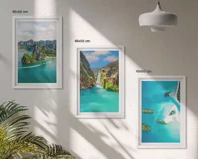 Tirkizna voda tropskih otoka set od 3 slike u okviru