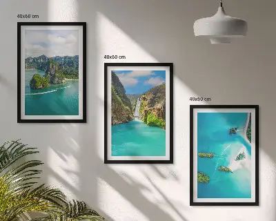 Tirkizna voda tropskih otoka set od 3 slike u okviru