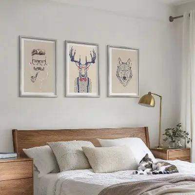 Elegantni portreti životinja set od 3 slike u okviru