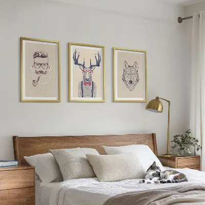 Elegantni portreti životinja set od 3 slike u okviru
