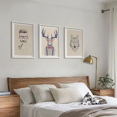 Elegantni portreti životinja set od 3 slike u okviru