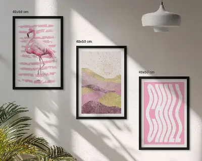 Zidna galerija pastelni krajolik s ružičastim flamingima