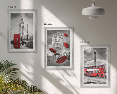 Set 3 slike u okviru Crveni kišobran i londonski autobus