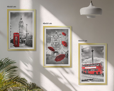 Set 3 slike u okviru Crveni kišobran i londonski autobus
