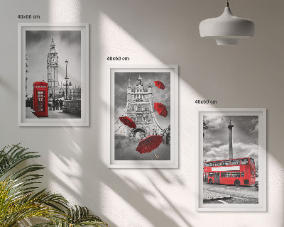 Set 3 slike u okviru Crveni kišobran i londonski autobus