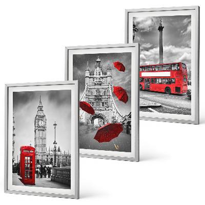 Set 3 slike u okviru Crveni kišobran i londonski autobus