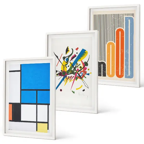 Apstraktni moderni geometrijski elementi set od 3 slike u okviru