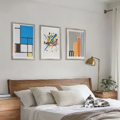 Apstraktni moderni geometrijski elementi set od 3 slike u okviru