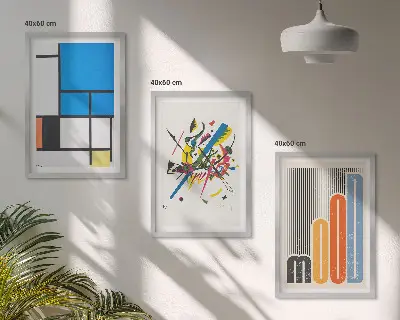 Apstraktni moderni geometrijski elementi set od 3 slike u okviru