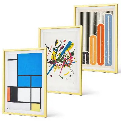 Apstraktni moderni geometrijski elementi set od 3 slike u okviru