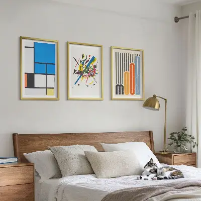 Apstraktni moderni geometrijski elementi set od 3 slike u okviru
