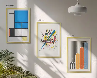 Apstraktni moderni geometrijski elementi set od 3 slike u okviru