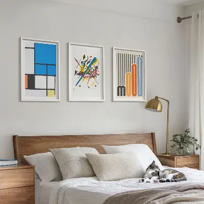 Apstraktni moderni geometrijski elementi set od 3 slike u okviru
