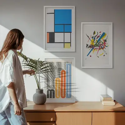 Apstraktni moderni geometrijski elementi set od 3 slike u okviru