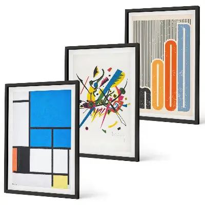 Apstraktni moderni geometrijski elementi set od 3 slike u okviru